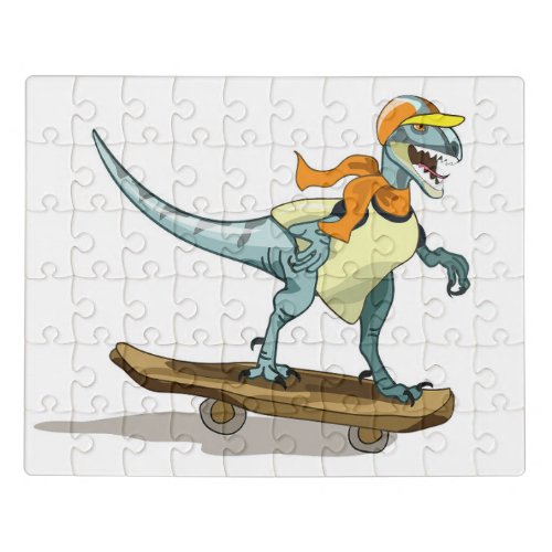 Illustration Of A Raptor Skateboarding Jigsaw Puzzle