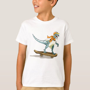 Illustration Of A Raptor Skateboarding. T-Shirt