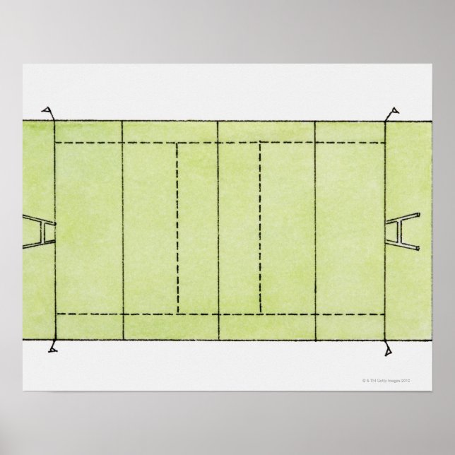 Illustration of a rugby pitch poster (Front)