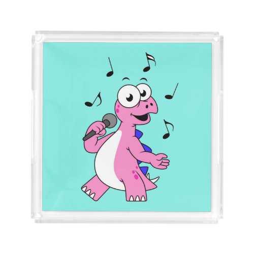 Illustration Of A Singing Stegosaurus Acrylic Tray