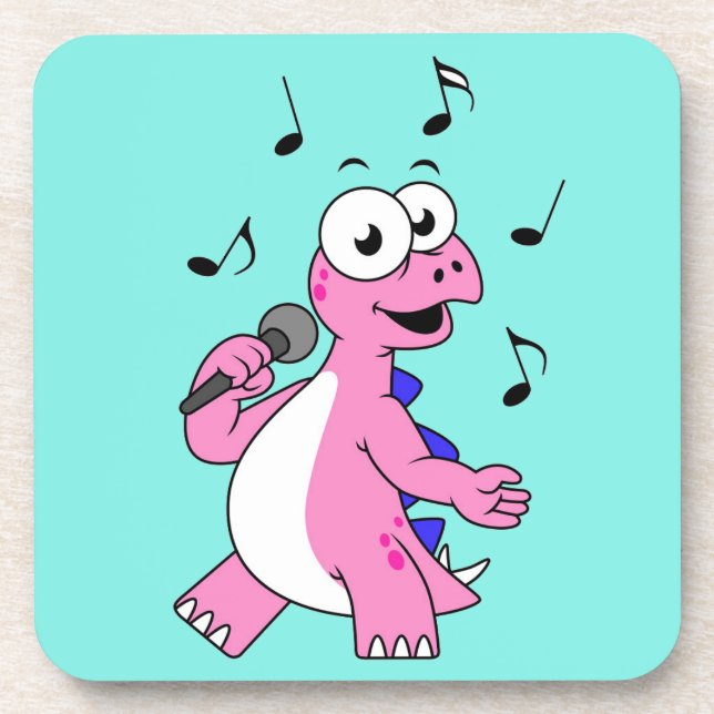 Illustration Of A Singing Stegosaurus. Beverage Coaster (Front)