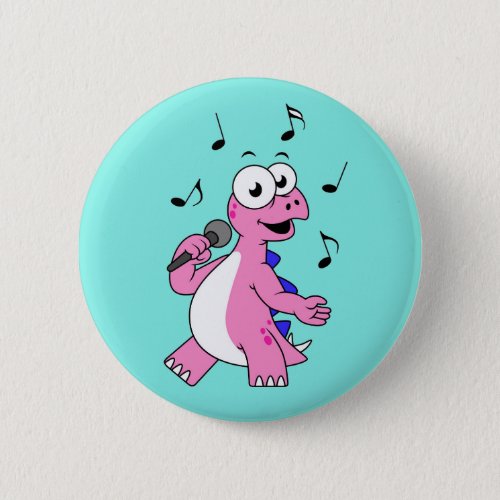 Illustration Of A Singing Stegosaurus Button