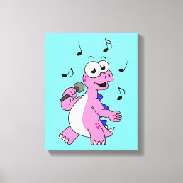 Illustration Of A Singing Stegosaurus. Canvas Print
