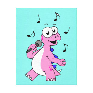 Illustration Of A Singing Stegosaurus. Canvas Print