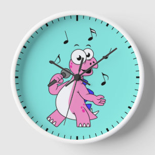 Illustration Of A Singing Stegosaurus. Clock