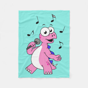 Illustration Of A Singing Stegosaurus. Fleece Blanket