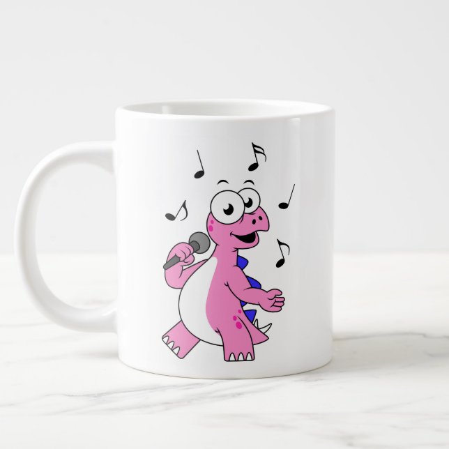 Illustration Of A Singing Stegosaurus. Giant Coffee Mug (Left)