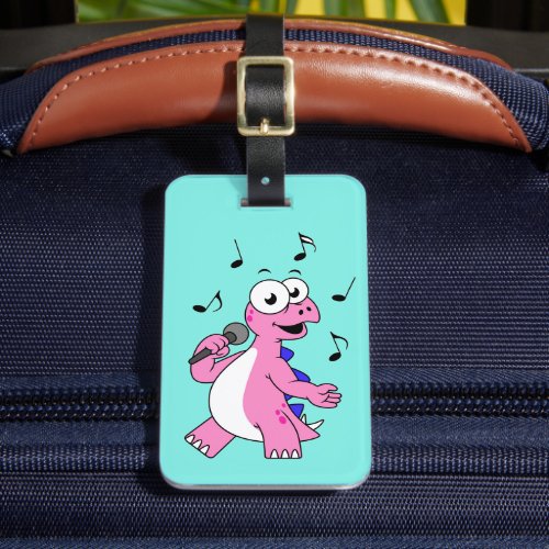 Illustration Of A Singing Stegosaurus Luggage Tag
