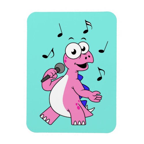 Illustration Of A Singing Stegosaurus Magnet