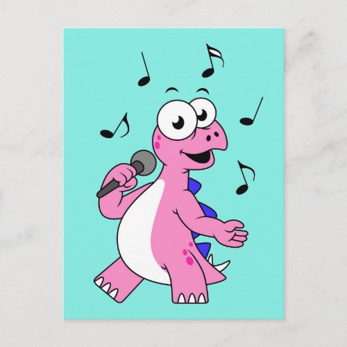 Illustration Of A Singing Stegosaurus Postcard