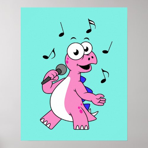 Illustration Of A Singing Stegosaurus Poster