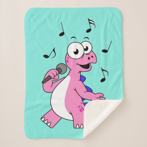 Illustration Of A Singing Stegosaurus Sherpa Blanket