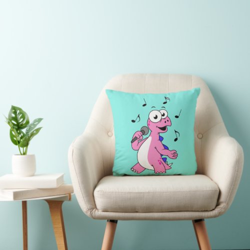Illustration Of A Singing Stegosaurus Throw Pillow