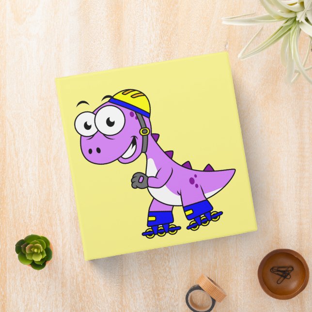 Illustration Of A Skating Tyrannosaurus Rex. 3 Ring Binder (In Situ)