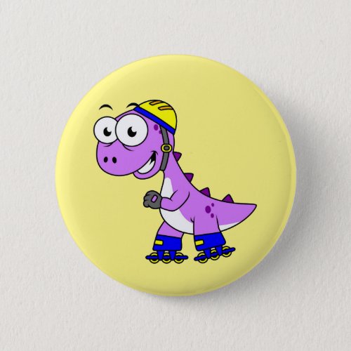 Illustration Of A Skating Tyrannosaurus Rex Button