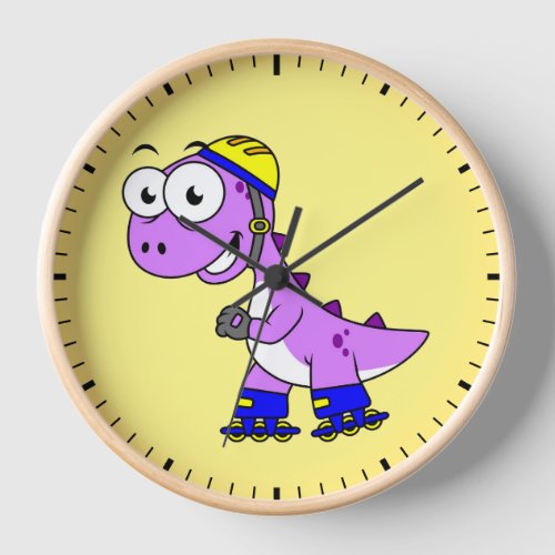 Illustration Of A Skating Tyrannosaurus Rex Clock