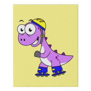 Illustration Of A Skating Tyrannosaurus Rex. Faux Canvas Print