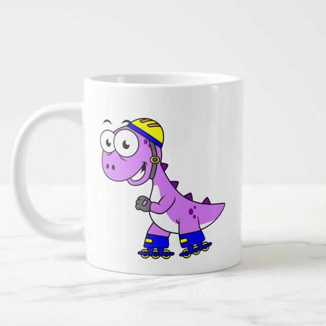 Illustration Of A Skating Tyrannosaurus Rex. Giant Coffee Mug (Left)