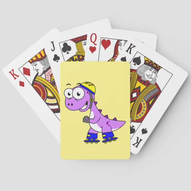 Illustration Of A Skating Tyrannosaurus Rex. Poker Cards (Back)