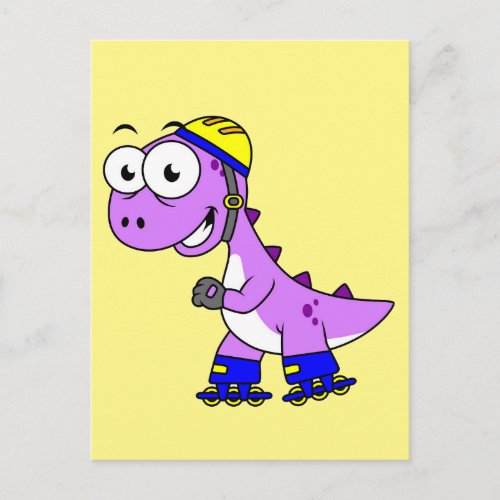Illustration Of A Skating Tyrannosaurus Rex Postcard