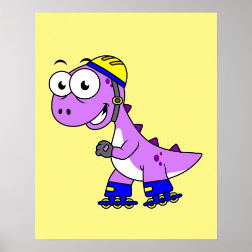 Illustration Of A Skating Tyrannosaurus Rex Poster