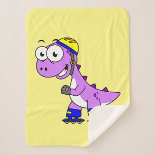 Illustration Of A Skating Tyrannosaurus Rex. Sherpa Blanket