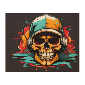 Illustration Of A SKULL FACE - Wood Wall Art