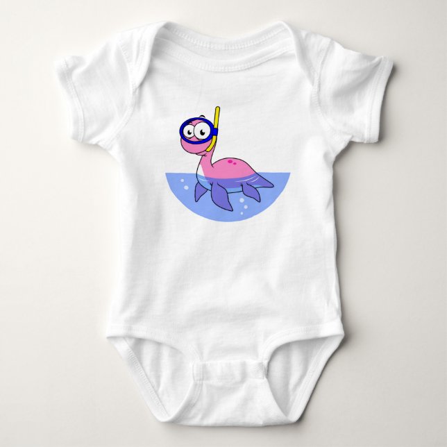 Illustration Of A Snorkeling Loch Ness Monster. Baby Bodysuit (Front)