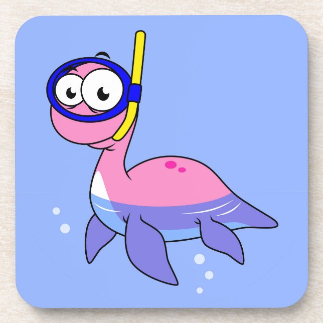 Illustration Of A Snorkeling Loch Ness Monster. Beverage Coaster (Front)