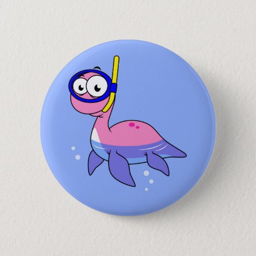 Illustration Of A Snorkeling Loch Ness Monster Button