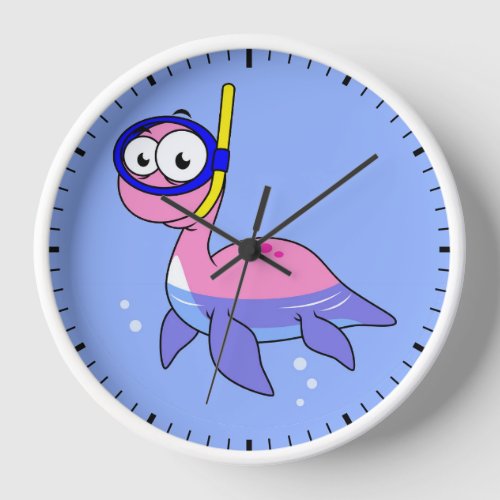 Illustration Of A Snorkeling Loch Ness Monster Clock