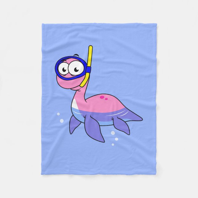 Illustration Of A Snorkeling Loch Ness Monster. Fleece Blanket (Front)