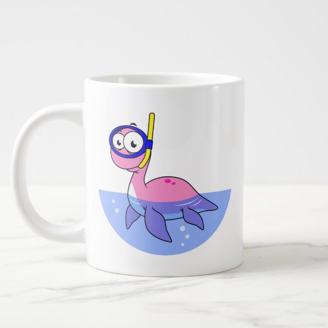 Illustration Of A Snorkeling Loch Ness Monster. Giant Coffee Mug (Left)