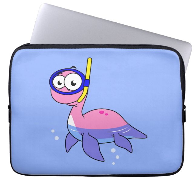 Illustration Of A Snorkeling Loch Ness Monster. Laptop Sleeve (Front)