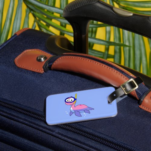 Illustration Of A Snorkeling Loch Ness Monster Luggage Tag