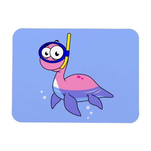 Illustration Of A Snorkeling Loch Ness Monster. Magnet (Horizontal)