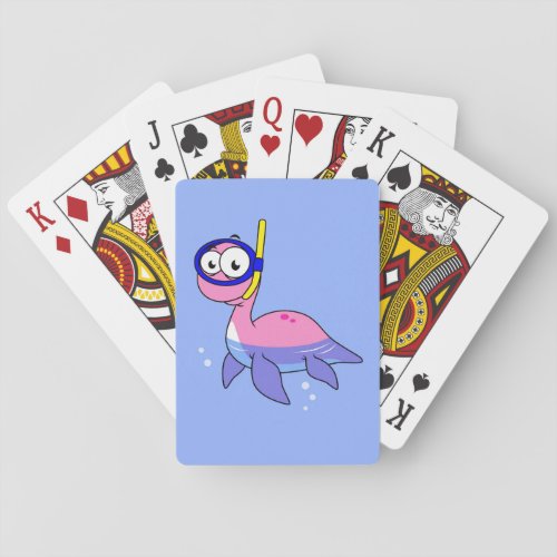 Illustration Of A Snorkeling Loch Ness Monster Playing Cards