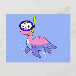 Illustration Of A Snorkeling Loch Ness Monster. Postcard