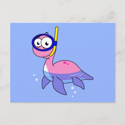 Illustration Of A Snorkeling Loch Ness Monster Postcard