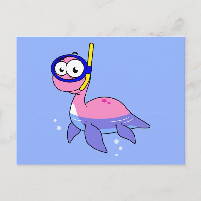 Illustration Of A Snorkeling Loch Ness Monster. Postcard (Front)