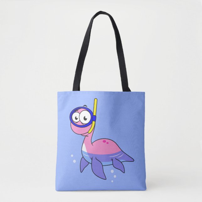 Illustration Of A Snorkeling Loch Ness Monster. Tote Bag (Front)