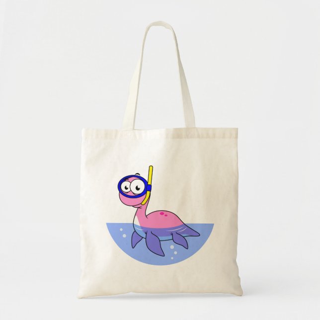 Illustration Of A Snorkeling Loch Ness Monster. Tote Bag (Front)