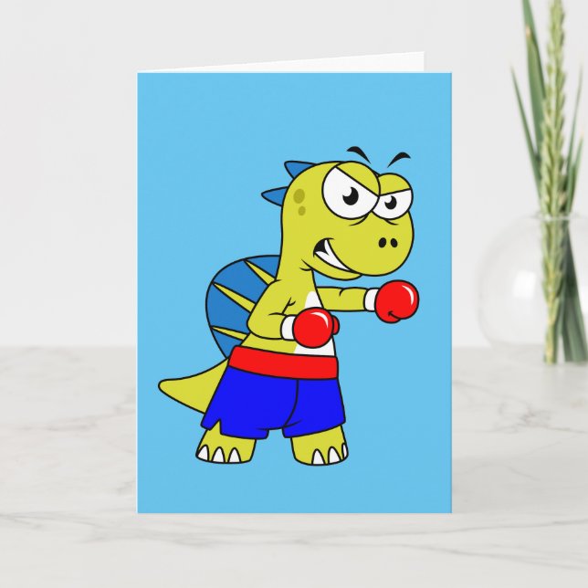 Illustration Of A Spinosaurus Boxing. Card (Front)