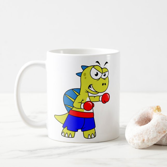 Illustration Of A Spinosaurus Boxing. Coffee Mug (With Donut)