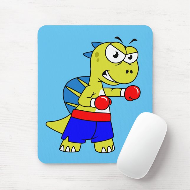 Illustration Of A Spinosaurus Boxing. Mouse Pad (With Mouse)