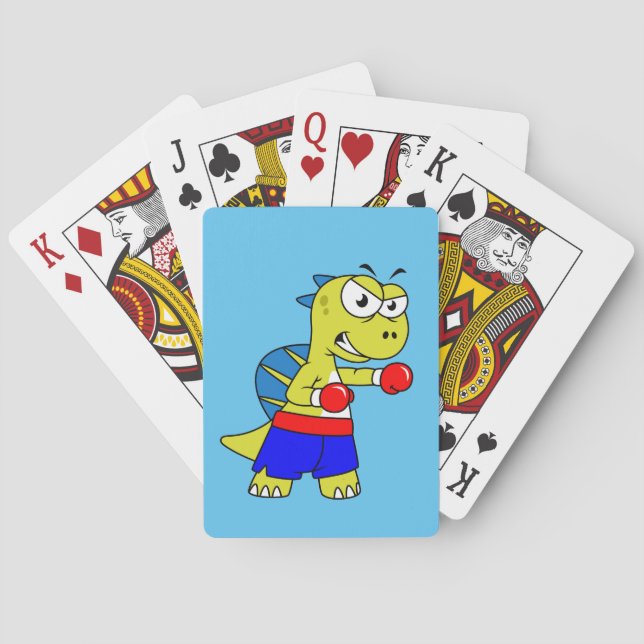 Illustration Of A Spinosaurus Boxing. Poker Cards (Back)