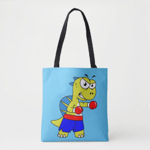 Illustration Of A Spinosaurus Boxing. Tote Bag