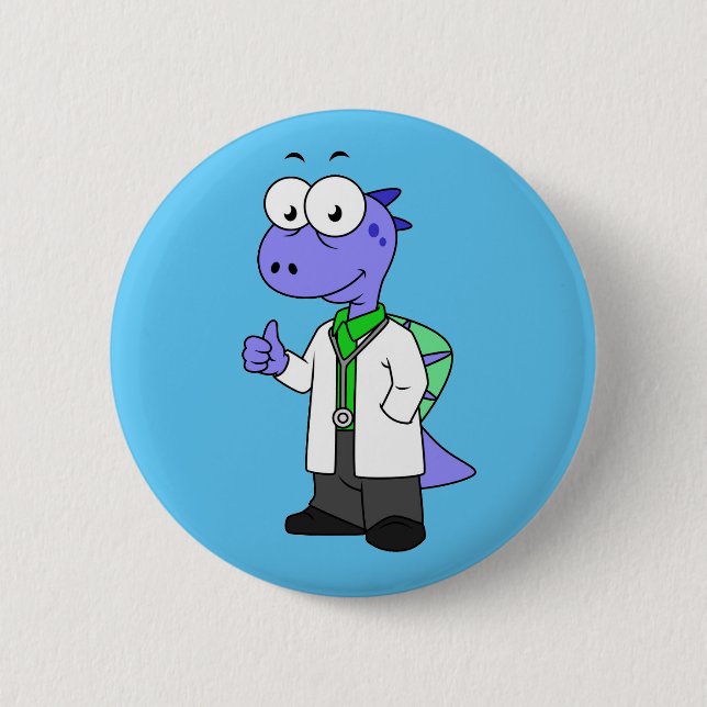 Illustration Of A Spinosaurus Doctor. Button (Front)