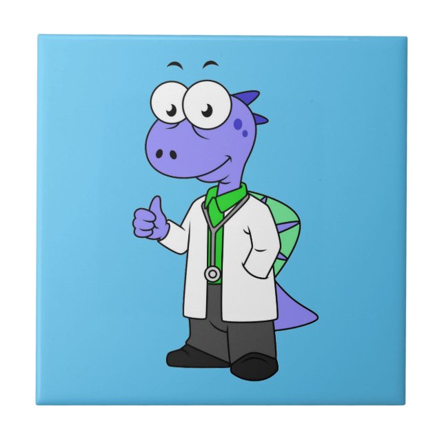 Illustration Of A Spinosaurus Doctor. Ceramic Tile (Front)