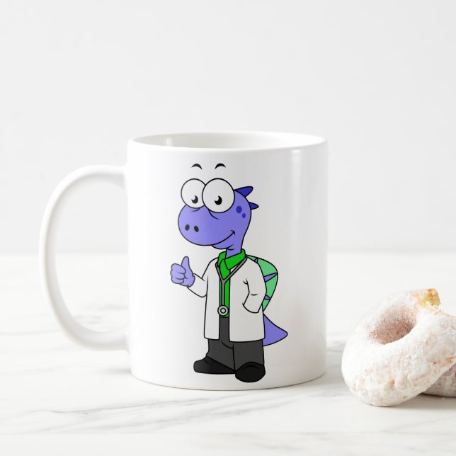 Illustration Of A Spinosaurus Doctor. Coffee Mug (With Donut)